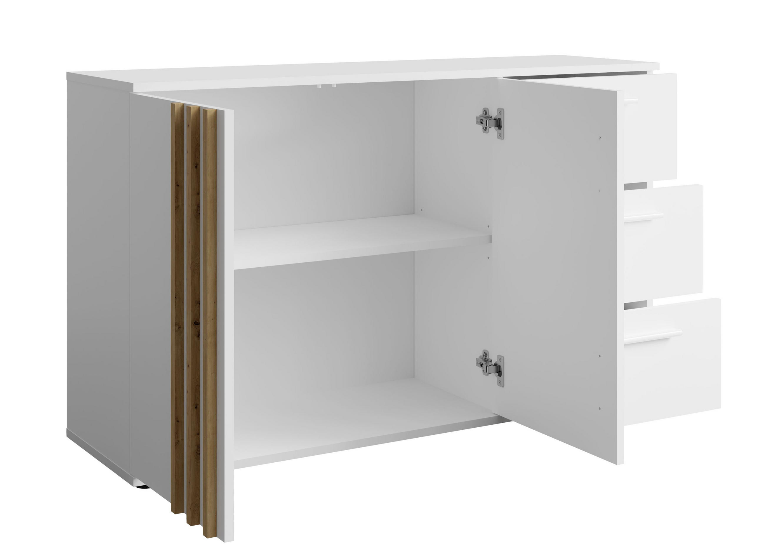 SIDEBOARD Turell 2D3SZ Weiß 120/73/35 cm – Kommode mit Schubladen - Weiß, Holzwerkstoff/Kunststoff (120/73/35cm) - AX Living
