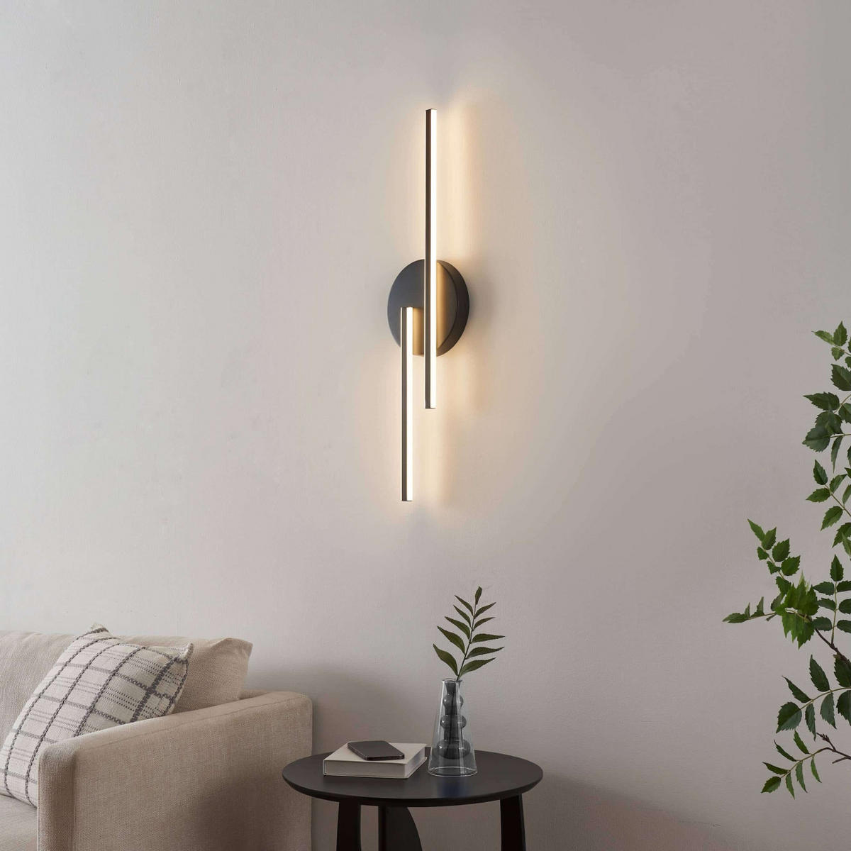 WANDLEUCHTE Pia, Schwarz, 80cm - Schwarz, Metall (4/80/20cm) - KOSILUM