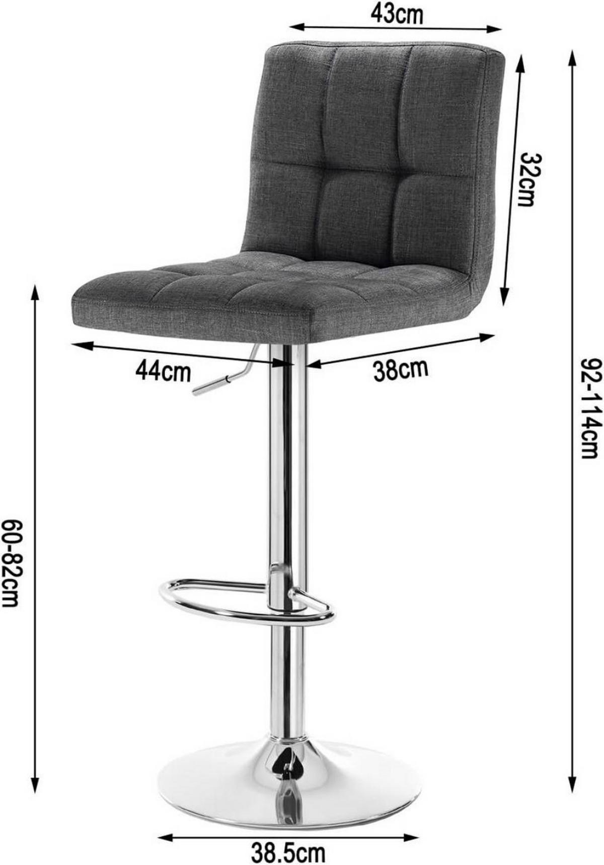 BARHOCKER drehbar, Leinen, Dunkelgrau - Dunkelgrau/Silberfarben, Textil/Metall (44/92/38.5cm) - Woltu