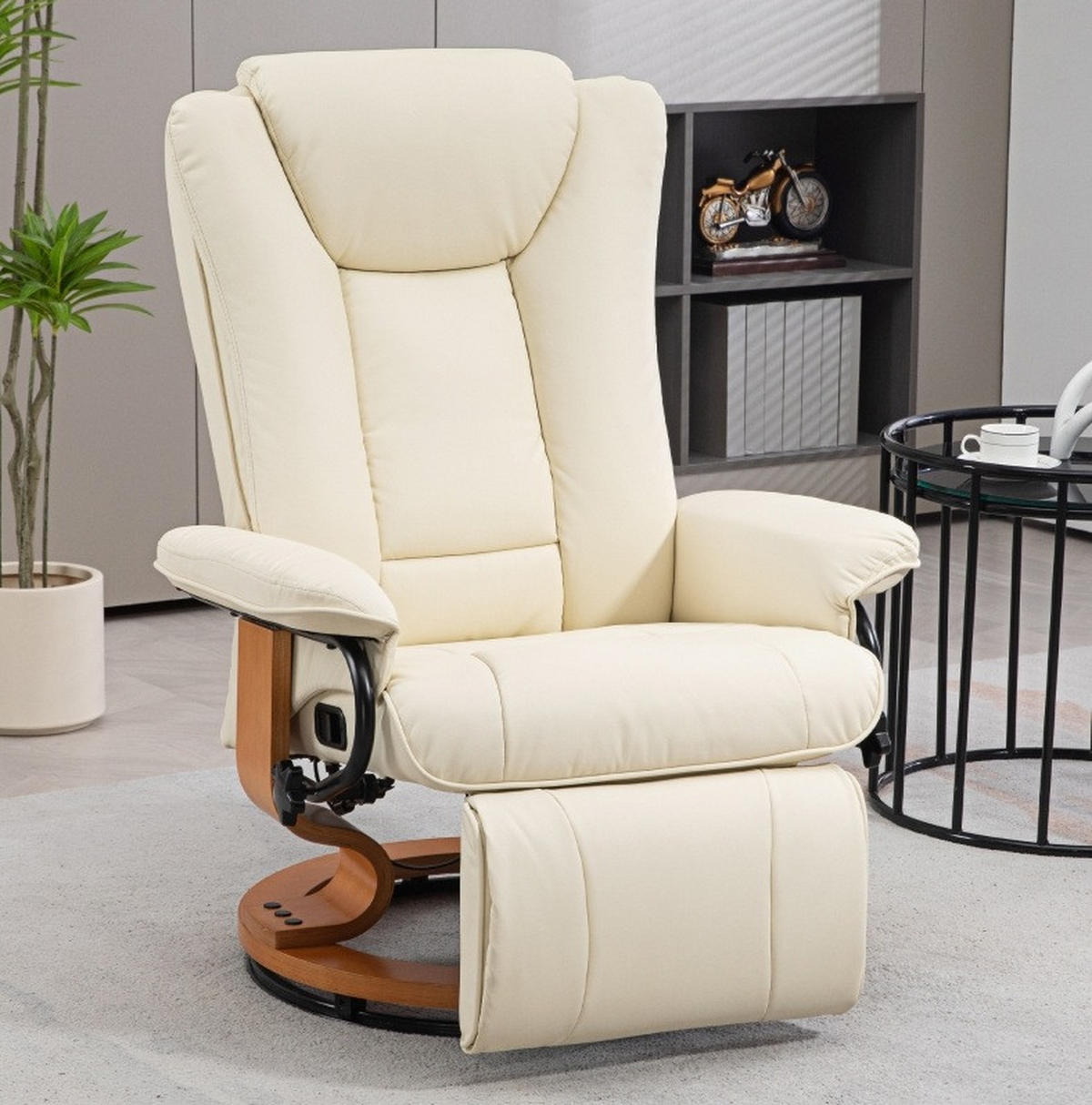 RELAXSESSEL 78/88/103 cm in Cremeweiß drehbar mit Liegefunktion - Creme, Kunststoff (88/103/78cm) - Flora Grace