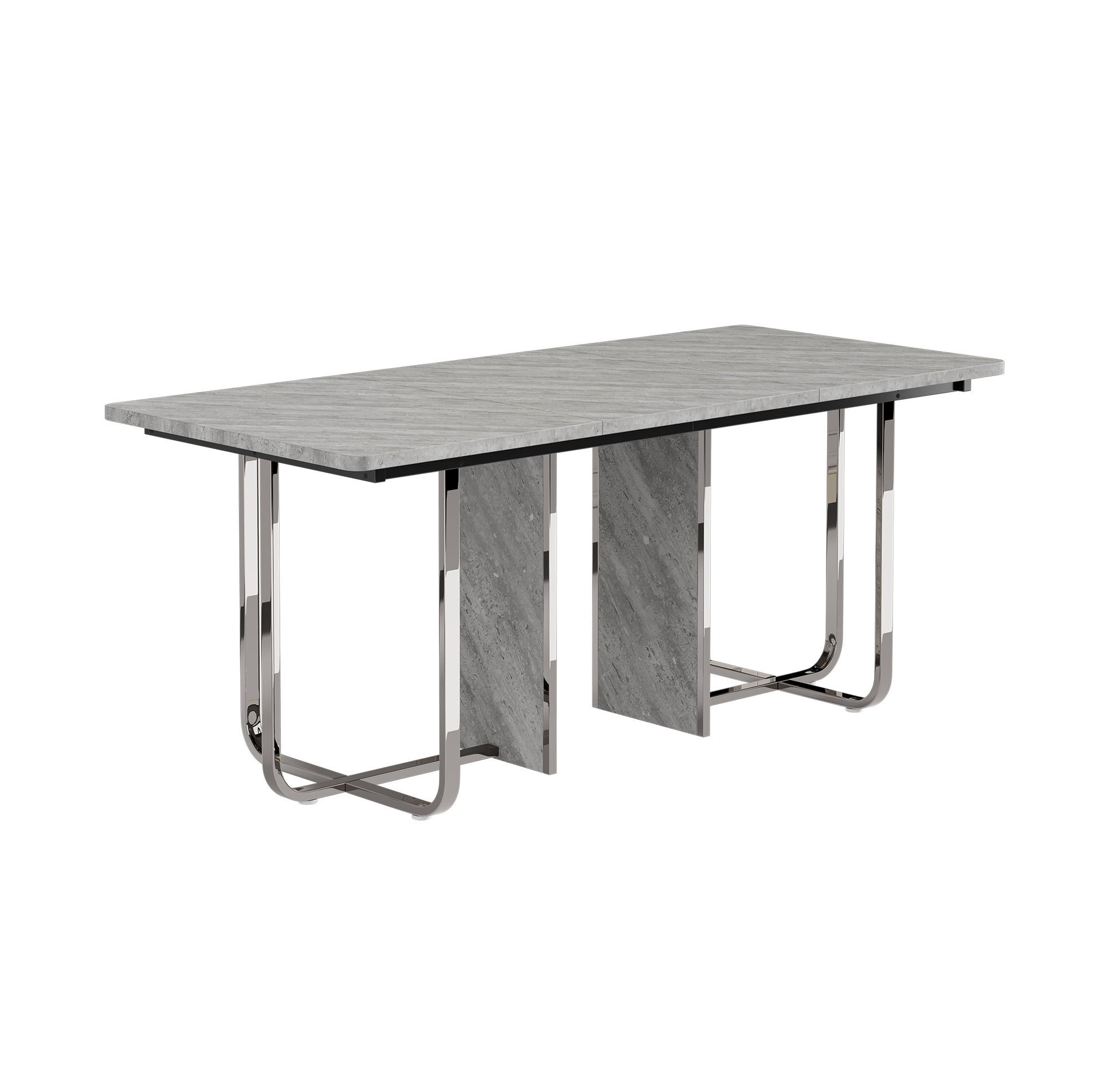 ESSTISCH mit Metallgestell 180/80/75 cm in Grau für 6–8 Personen - Grau, Holzwerkstoff (180/80/75cm) - BEAOK