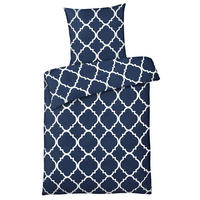 BETTWÄSCHE-RENFORCE 200x200 Blau Muster, Bettbezug aus 100% Baumwolle - Blau, Textil (200/200cm) - Carpe Sonno