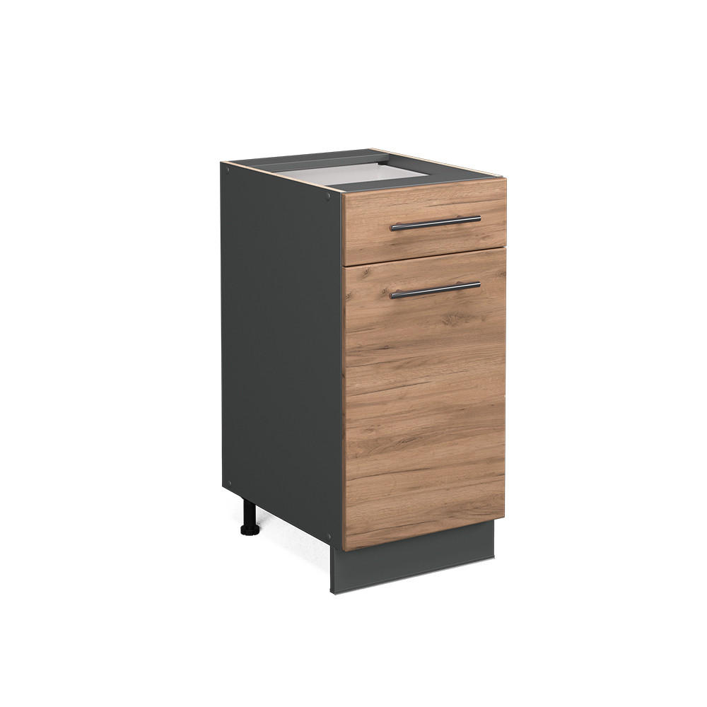 KÜCHENUNTERSCHRANK Fame-Line Goldkraft Eiche 40 cm ohne AP - Honigeiche/Anthrazit, Holzwerkstoff (40/82/51.6cm) - Vicco