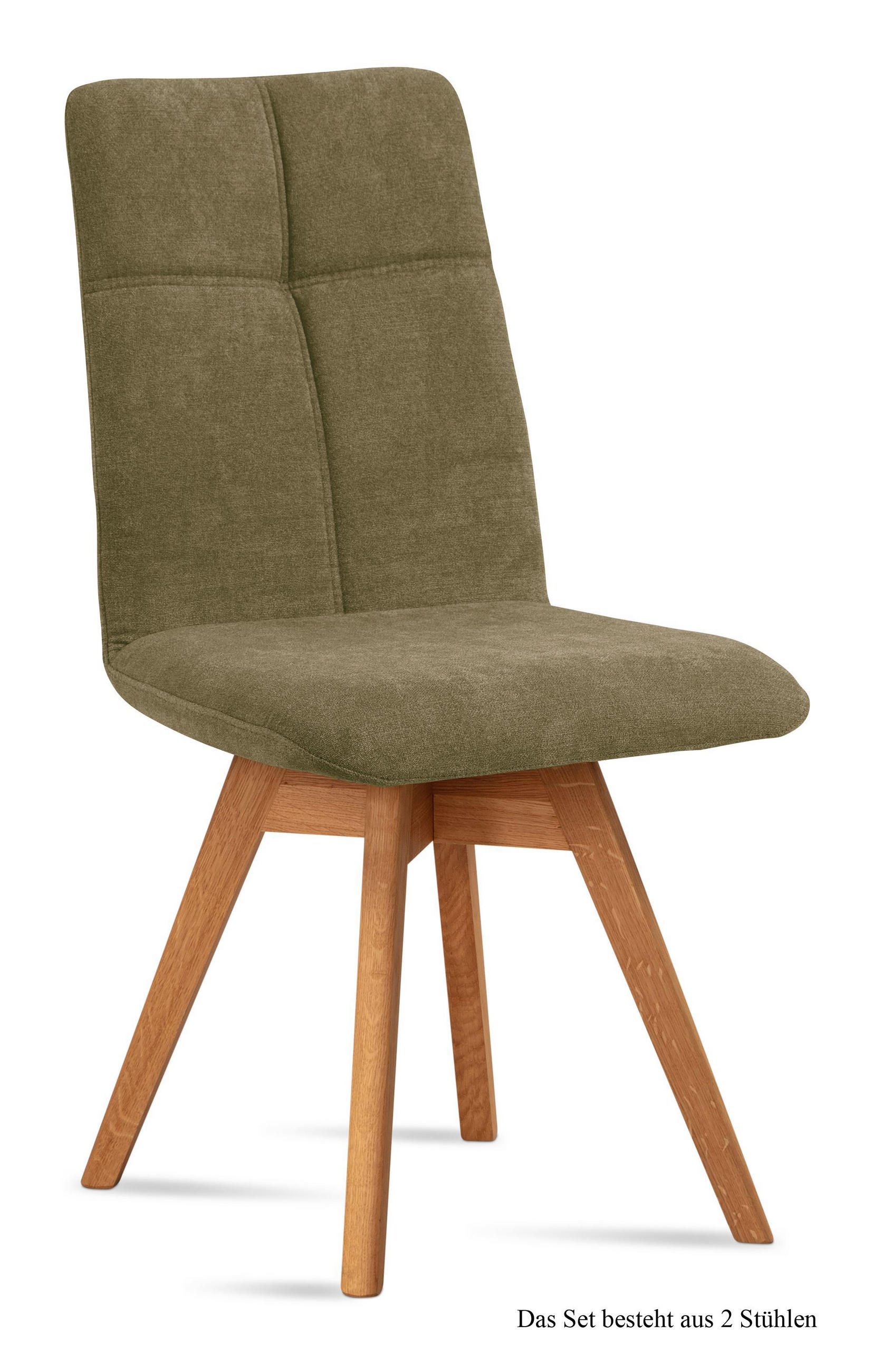 ESSZIMMERSTUHL drehbar (2er-Set) Dorea 47x92x60 Eiche geölt/Olivgrün - Eichefarben/Olivgrün, Kunststoff (60/92/47cm) - 58aufmkessel