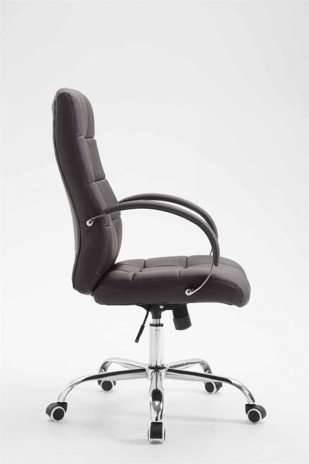 CHEFSESSEL Lederlook braun - Chromfarben/Braun, Textil/Metall (54/105/51cm) - CLP