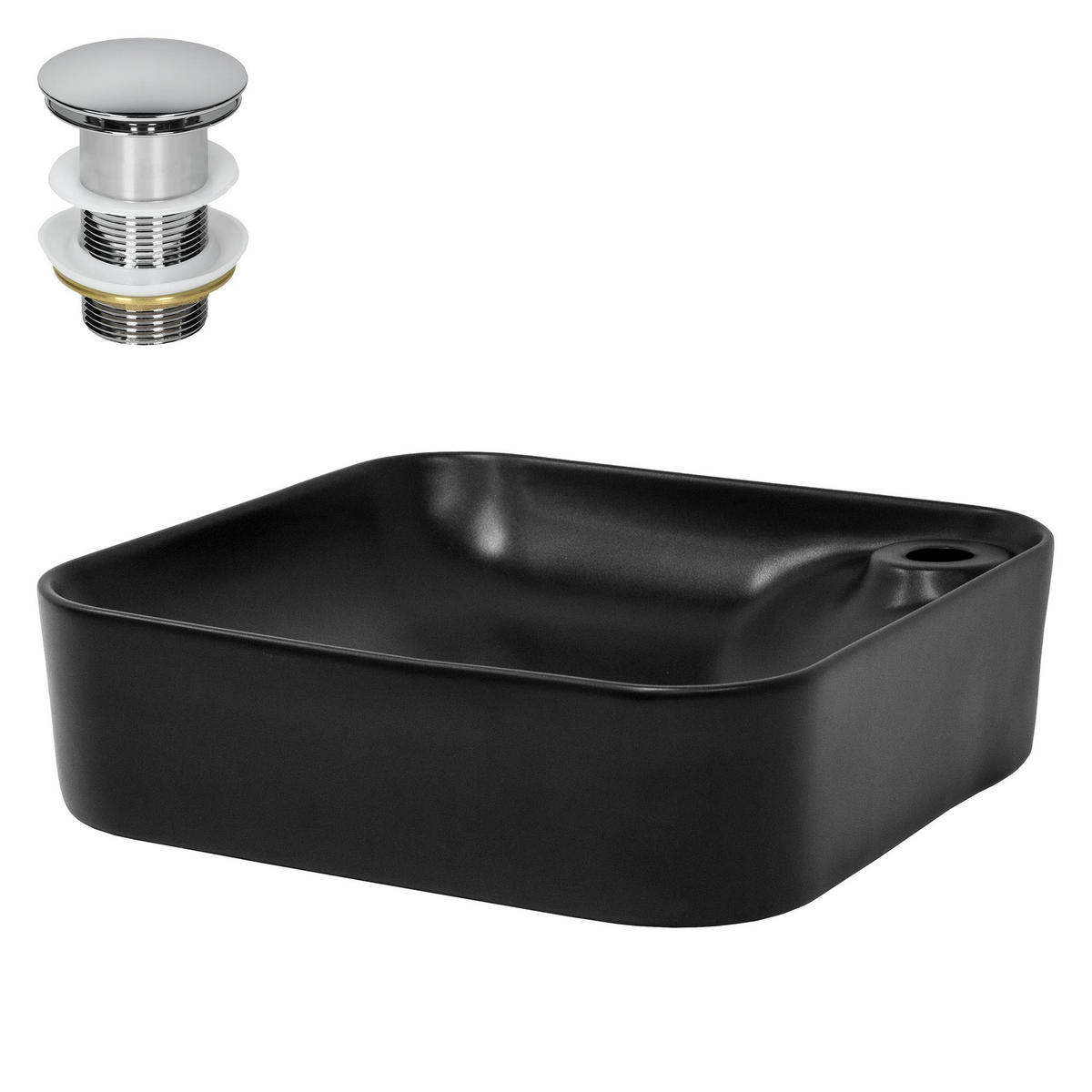 WASCHBECKEN - Schwarz, Keramik (43/12/43cm) - ML-DESIGN