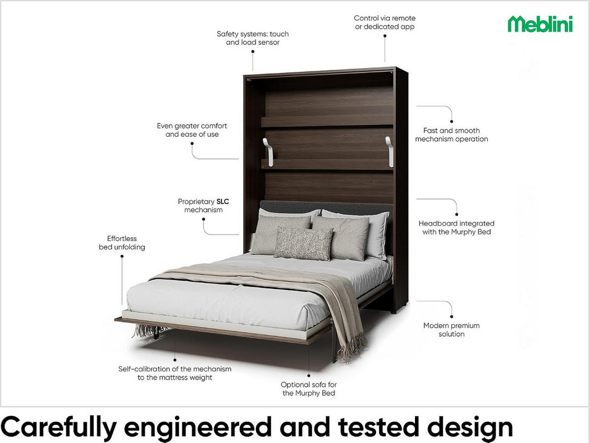 SCHRANKBETT BED CONCEPT BC-36 - Eichefarben/Graphitfarben, Holzwerkstoff (140/200cm)