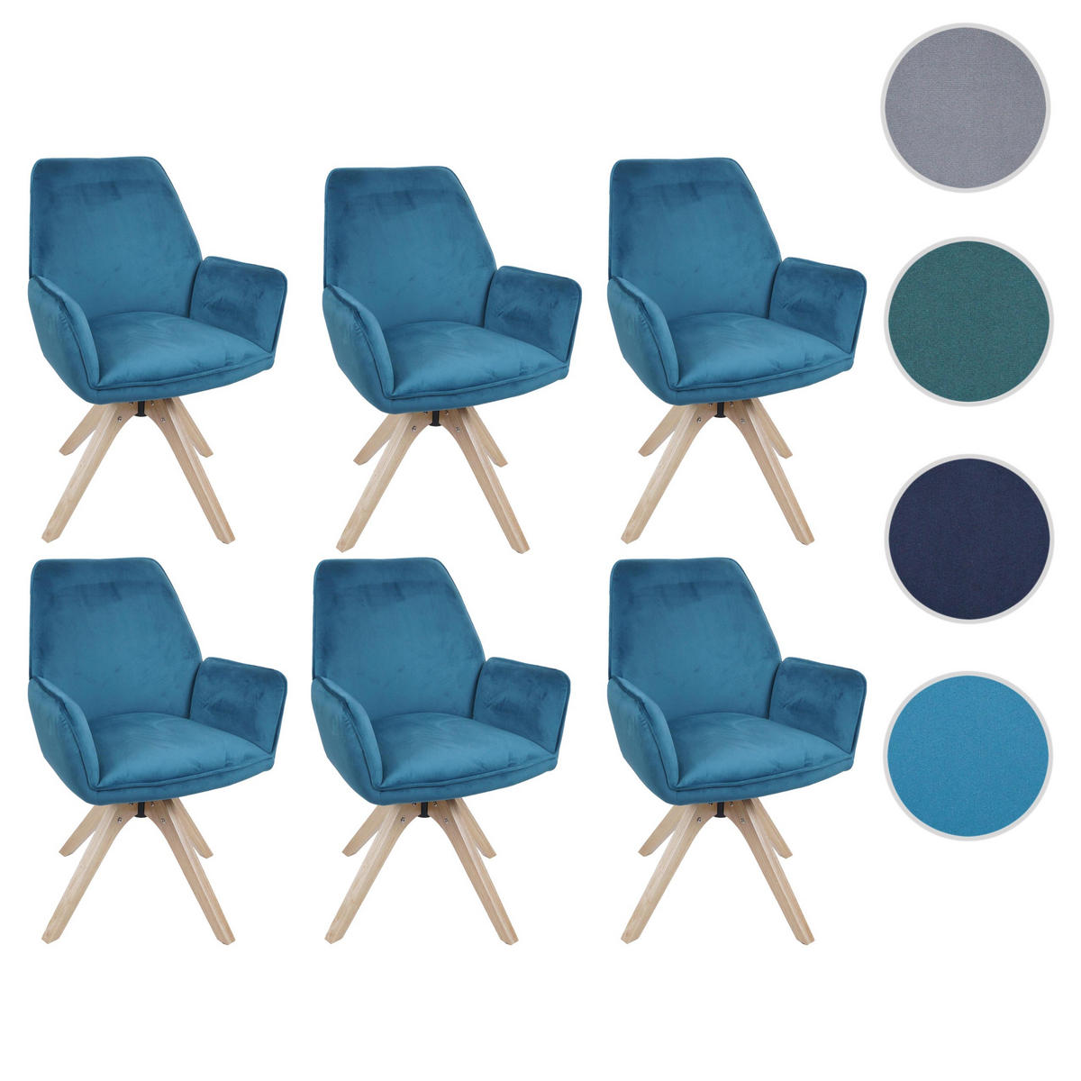 ESSZIMMERSTUHL Türkis 6er-Set - Türkis, Textil (60/87/60cm) - MCW