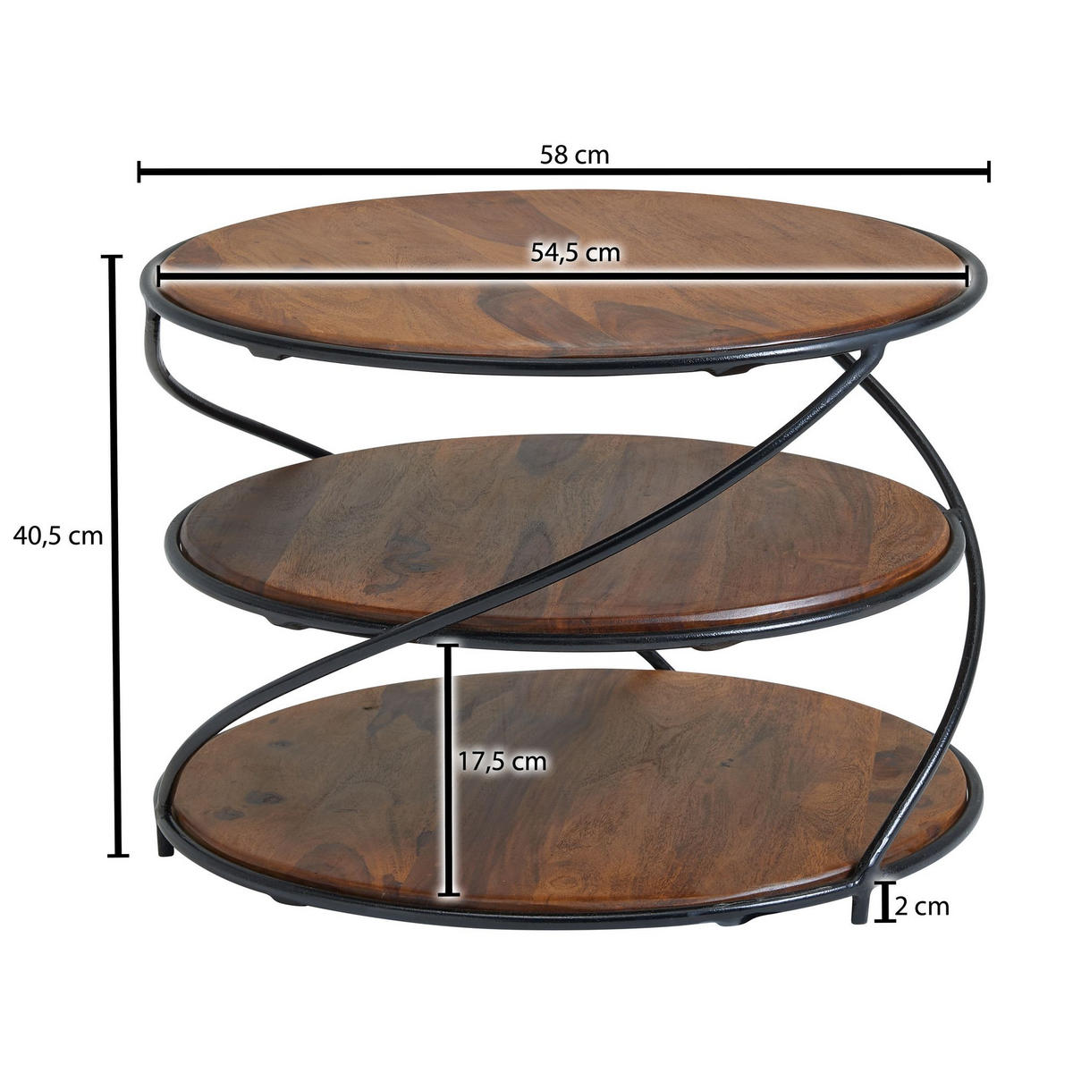 COUCHTISCH rund ENWER Wohnzimmertisch - Braun, Holz (58/58/40.5cm) - tinkaro
