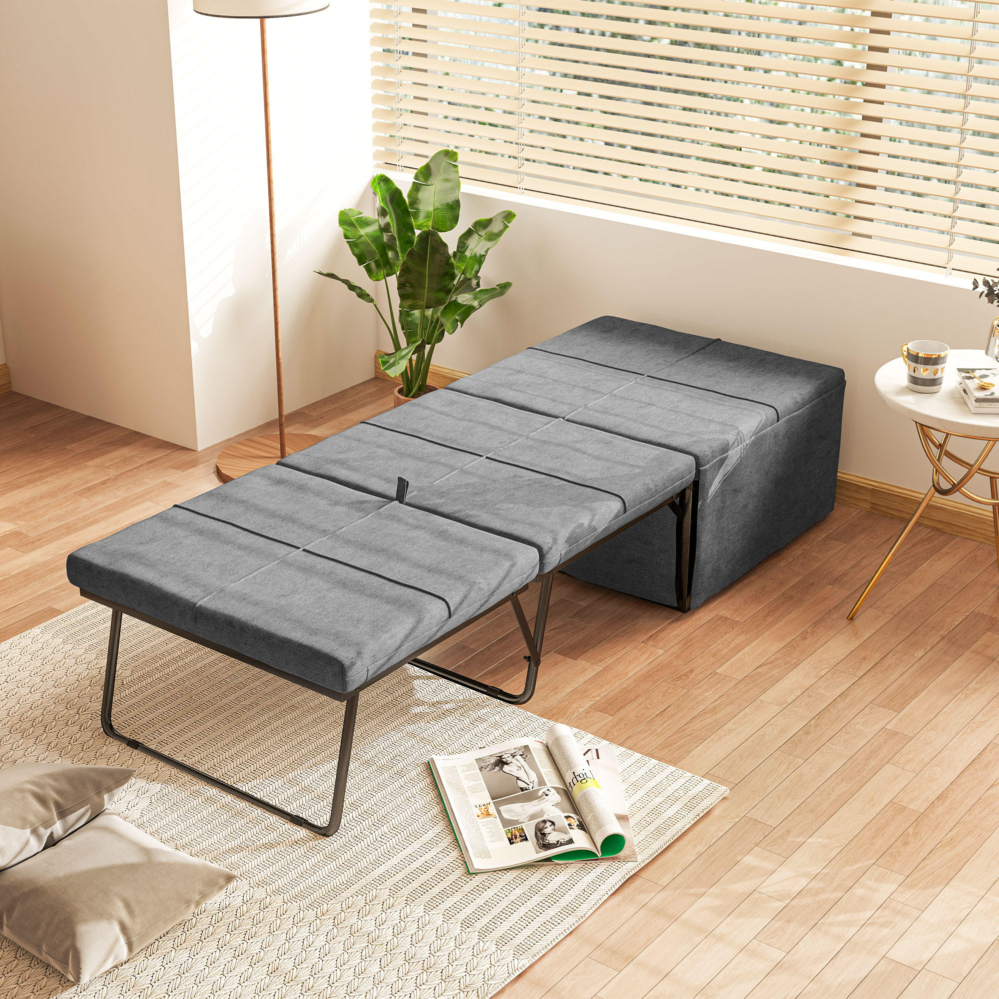 KLAPPBETT ca. 190x60 cm Gästebett mit 8cm Schaumstoff Matratze, Grau - Grau, Textil/Metall - HOMCOM