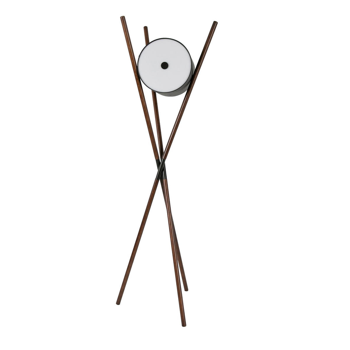 STEHLEUCHTE aus Holz, Kunstleder und dunklem Nussbaum 57/51/173 cm - Walnussfarben, Holz/Metall (51/57/173cm) - The Lumine