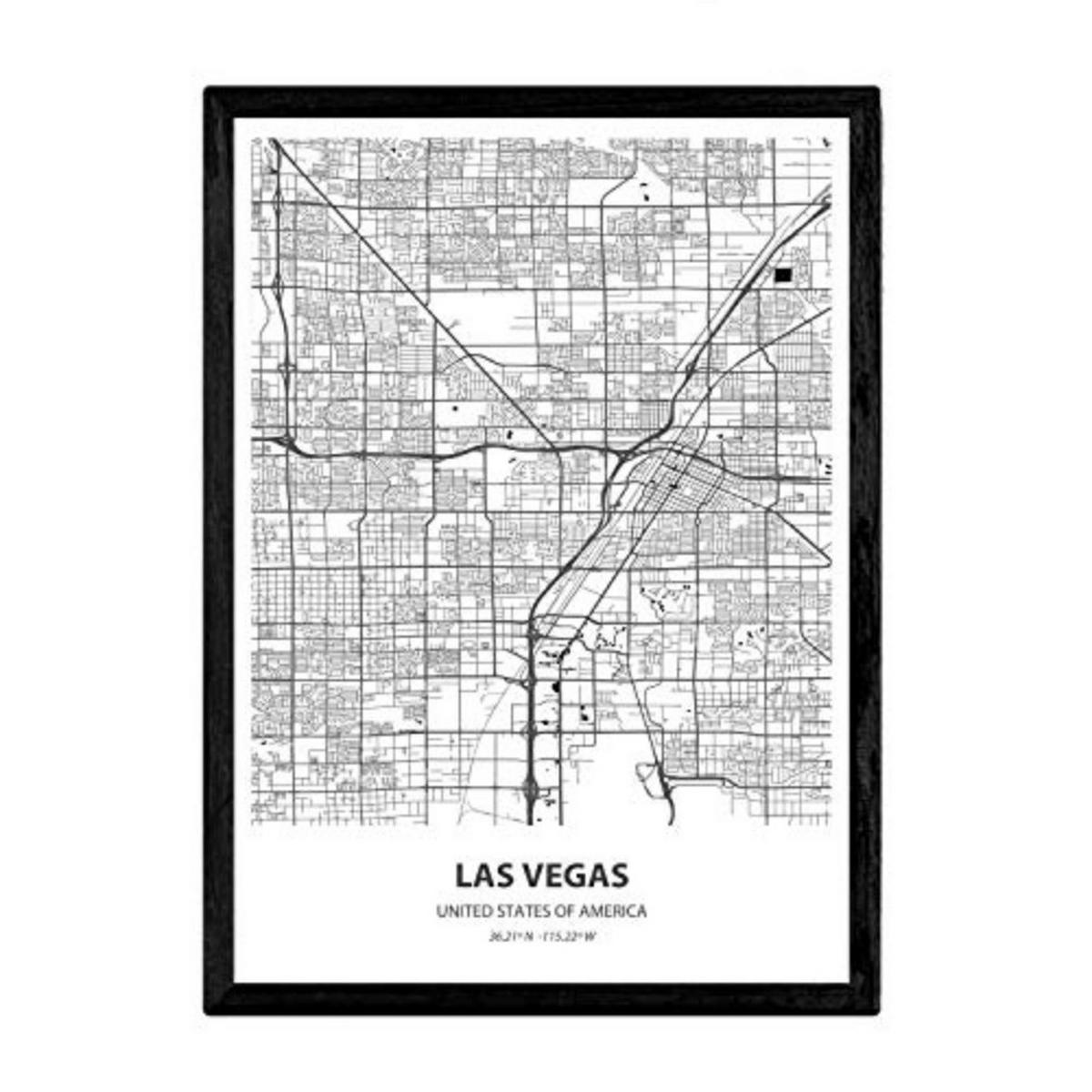 POSTER Karte Von Las Vegas - Usa A3 Rahmenlos - Klar, Papier (29.7/5/42cm) - Nacnic