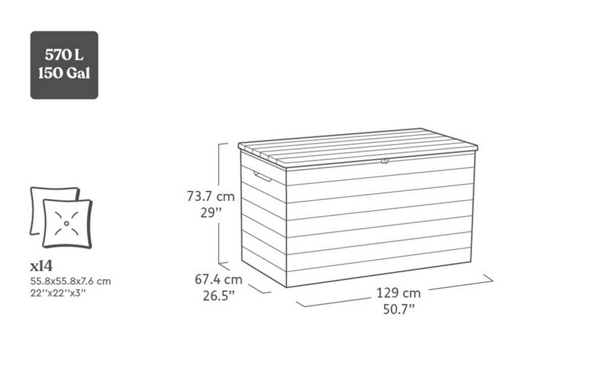 GARTENBOX Astoria - Walnussfarben, Kunststoff (67.4/73/129cm) - Keter
