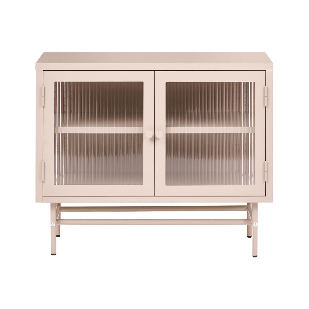 SIDEBOARD se skleněnými dveřmi Kov 77 cm Béžový Devon - béžová, kov (77/64/35cm) - Beliani
