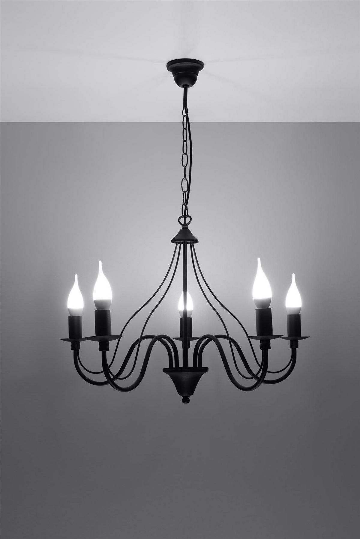 KRONLEUCHTER Stahl Schwarz rustikal - Schwarz, Metall (60/60/80cm) - Sollux Lighting