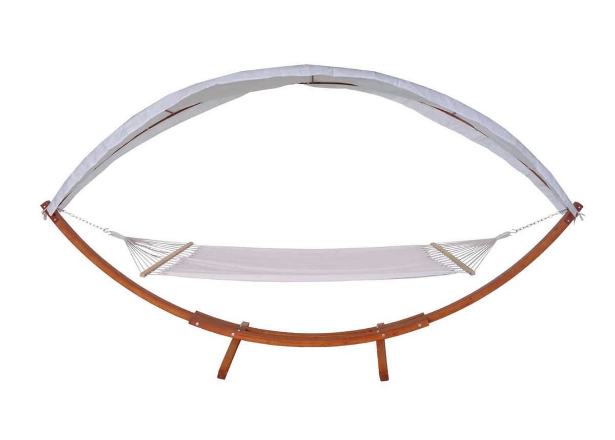 HÄNGEMATTE Braun, Cremeweiß - Braun/Weiß, Holz (420/220/150cm) - MCW