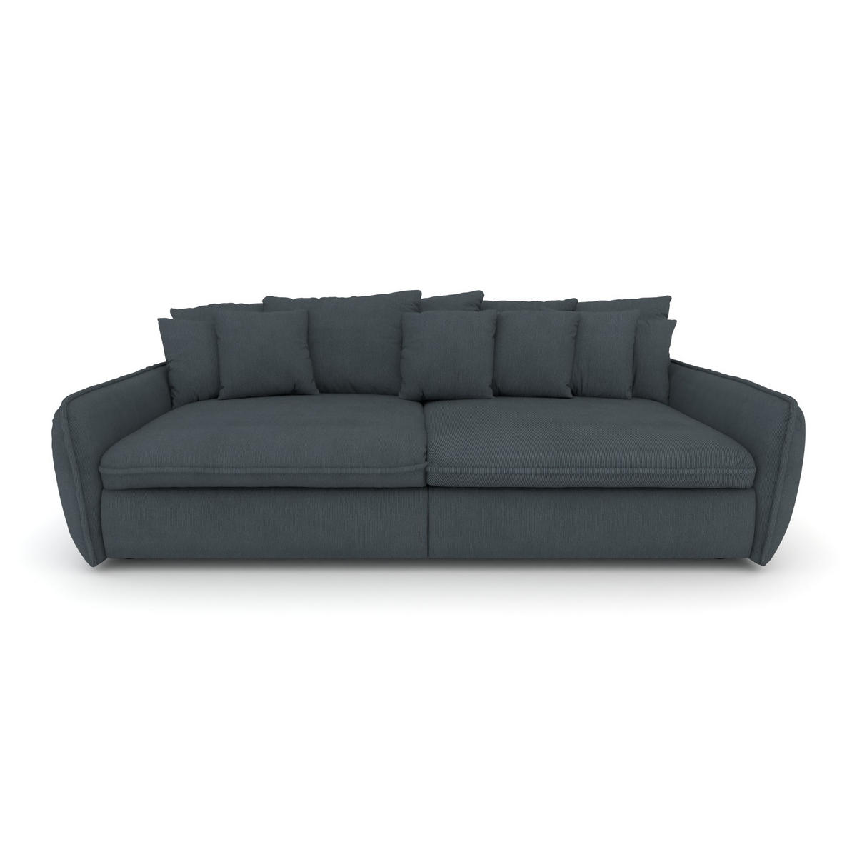 BIGSOFA Hereford Cord Dunkelblau inkl. 11 Kissen 234/131/61 cm - Dunkelblau, Kunststoff/Textil (234/61/131cm) - foamnova