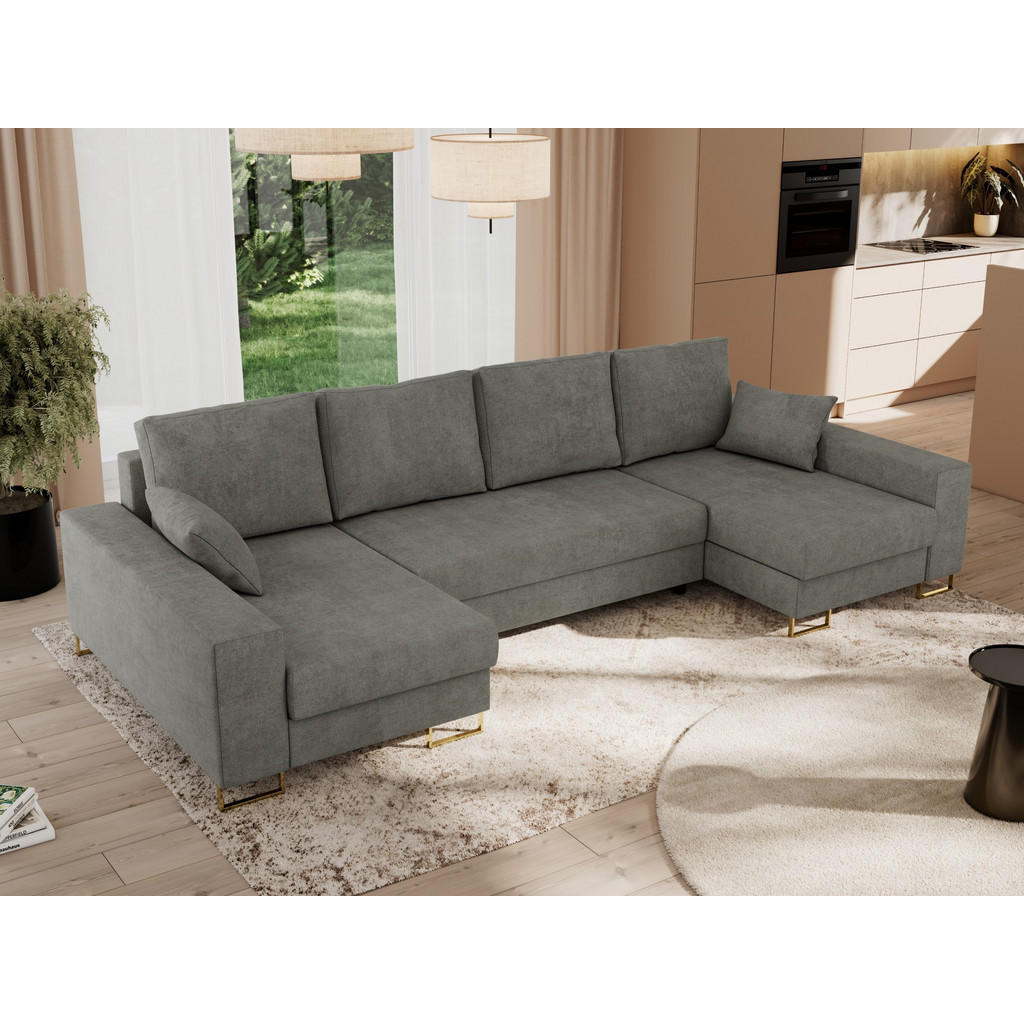 Thumbnail - MKS Wohnlandschaft, Grau, Textil, 5-Sitzer, U-Form, 312x95x138 cm, Wohnzimmer, Sofas & Couches, Wohnlandschaften, Wohnla...