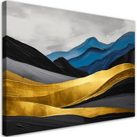 LEINWANDBILD Berge abstrakt gold glamour 120x80cm - Gelb, Textil (120/80cm) - Feeby