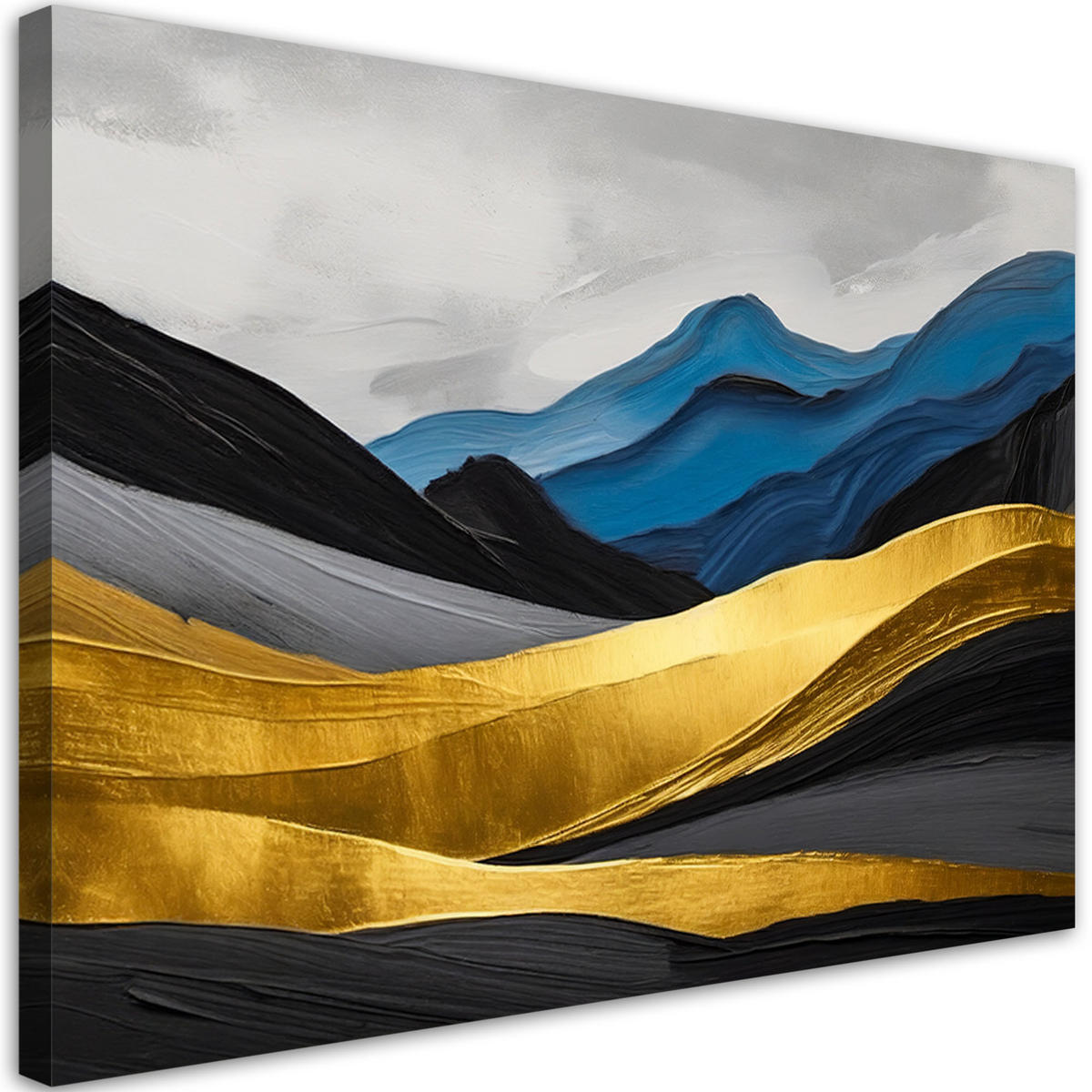 LEINWANDBILD Berge abstrakt gold glamour 120x80cm - Gelb, Textil (120/80cm) - Feeby