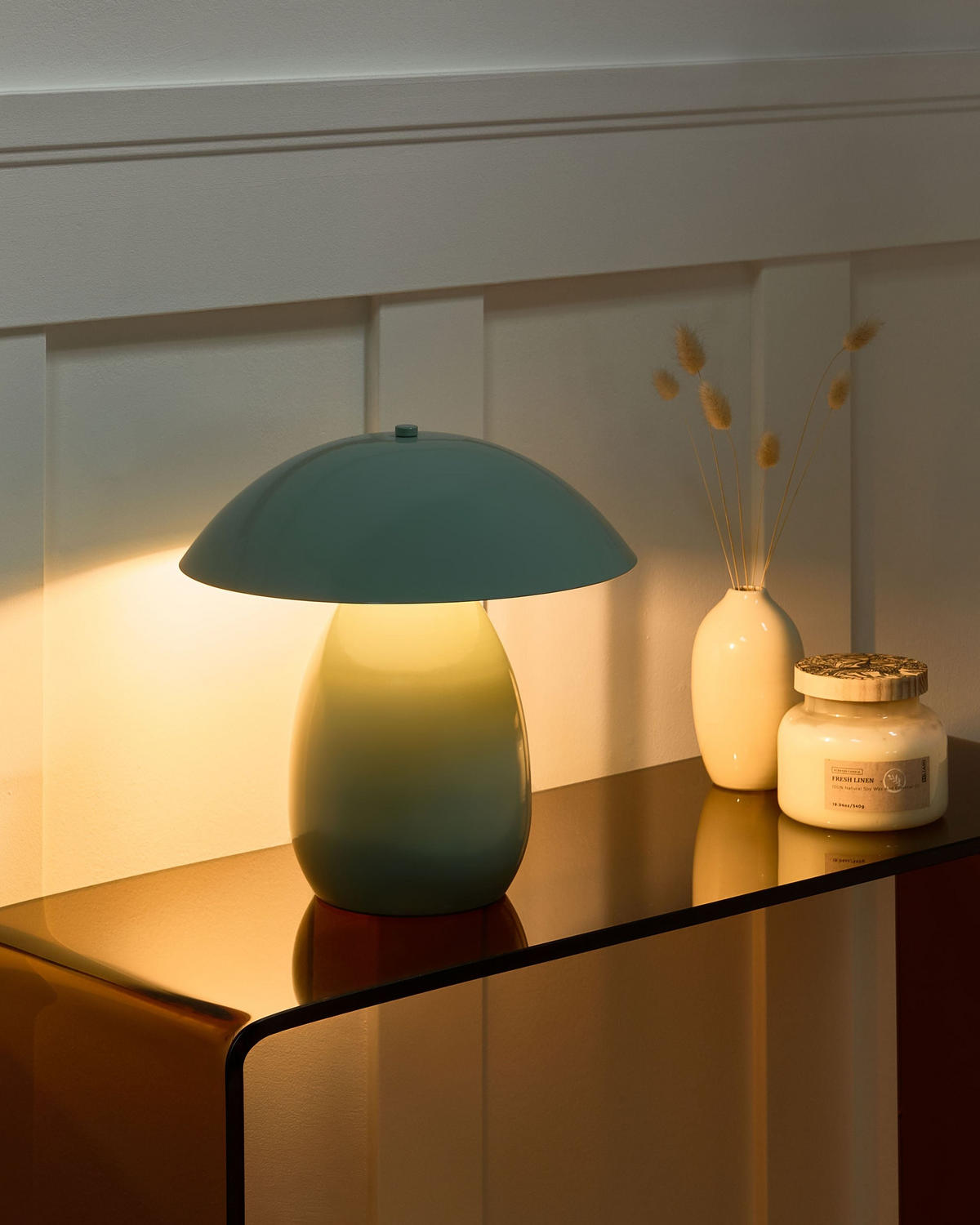 TISCHLAMPE Metall Hellgrün Sigi - Orange, Metall (30/30/30cm) - Beliani