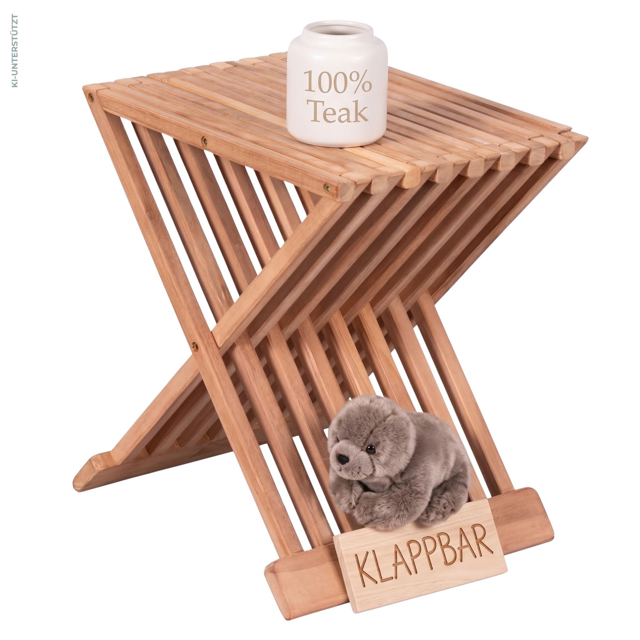 BEISTELLTISCH Fishbone klappbar - Naturfarben, Holz (32/40/50cm) - Mr. Deko