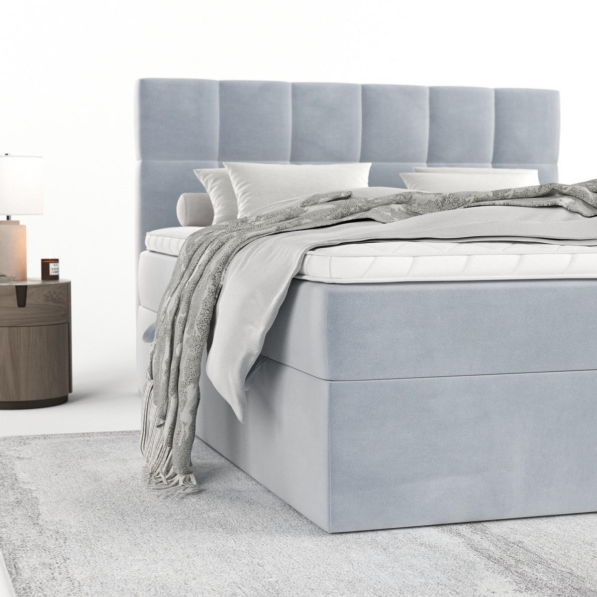 POSTEL BOXSPRING VARENO 160/200 Světle šedá - černá/světle šedá, kov/dřevo (160/200cm) - AltaBeds
