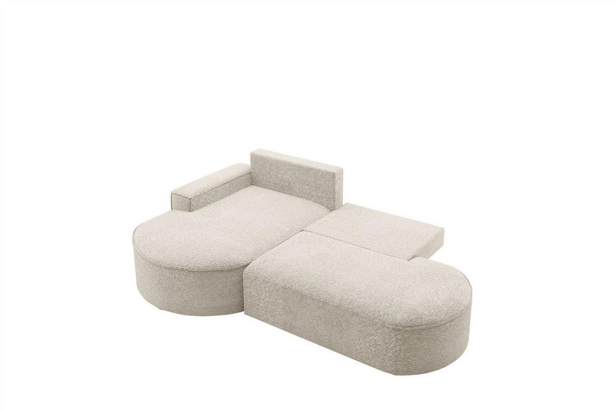ECKSOFA Girona Mit Schlaffunktion - Creme, Holzwerkstoff/Textil (278/179cm) - Fun Möbel