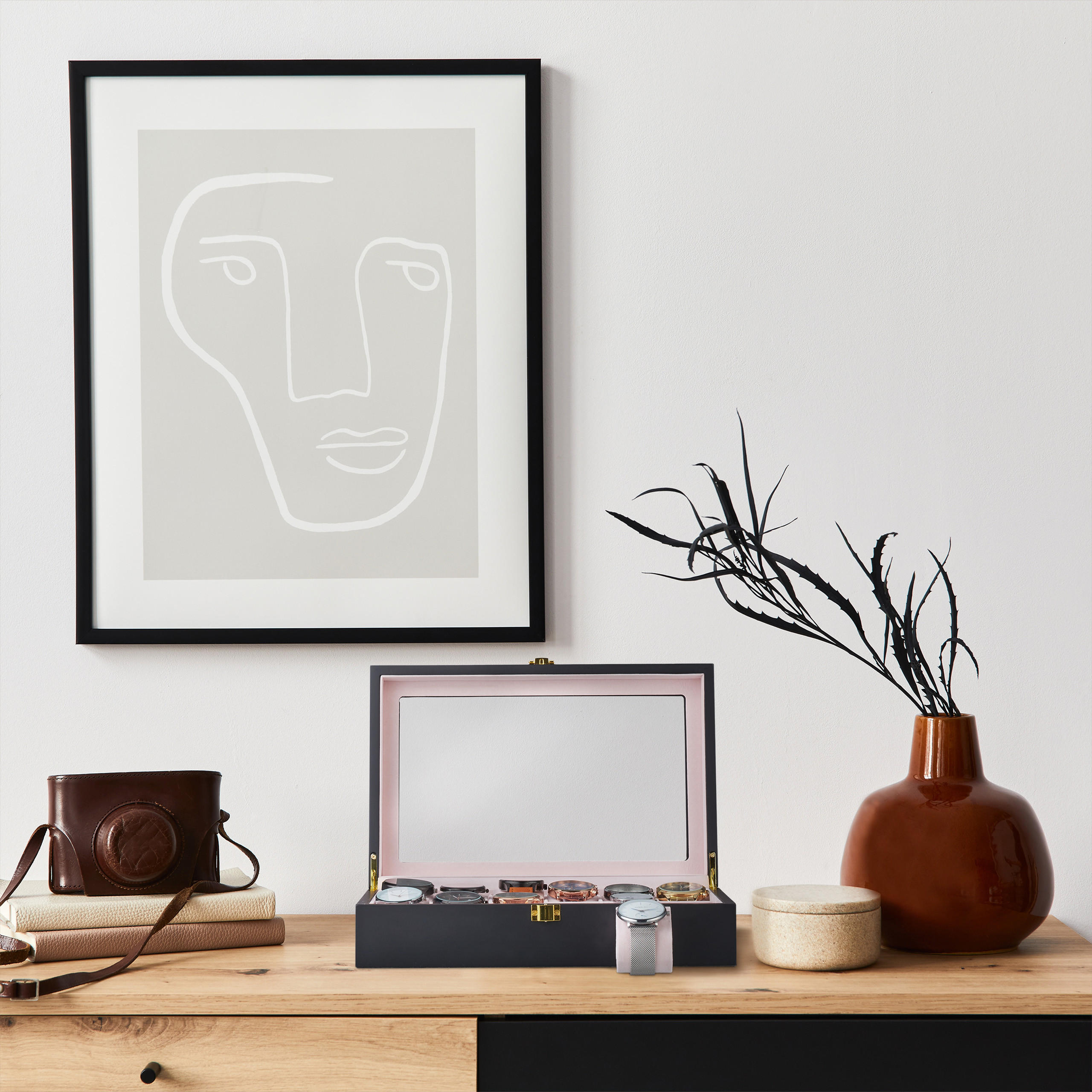 UHRENBOX - Multicolor, Glas/Holzwerkstoff (31.5/8.5/21cm) - Relaxdays