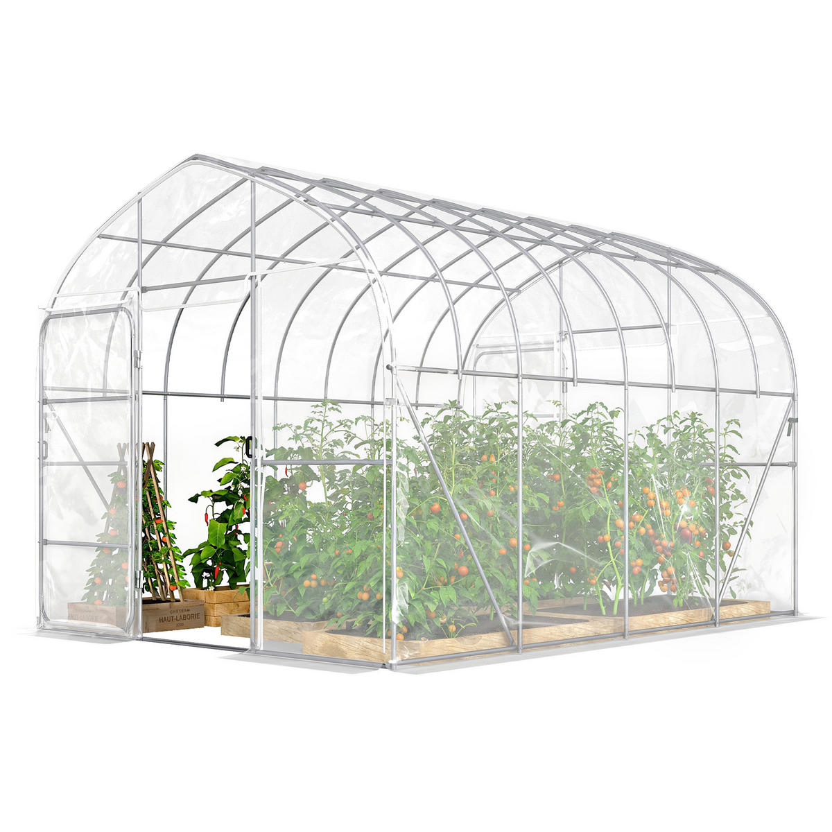 GEWÄCHSHAUS DE-12076 12 m² mit 2 Flügeltüren & PO-Antitropffolie Transparent - Transparent, Metall (296/267/391cm) - ComfortXL