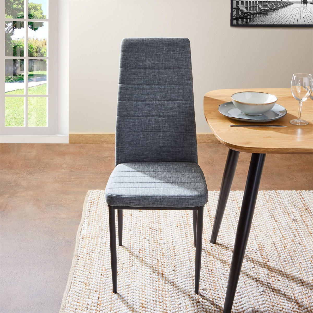 ESSZIMMERSTUHL NATHALIE 4ER-SET - Schwarz/Grau, Textil (43/100/50cm) - IDIMEX