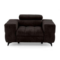 SESSEL PUDDING mit verstellbare Kopfstütze Velours Dunkelbraun - Dunkelbraun/Schwarz, Holz/Textil (140/93/100cm) - Muffo