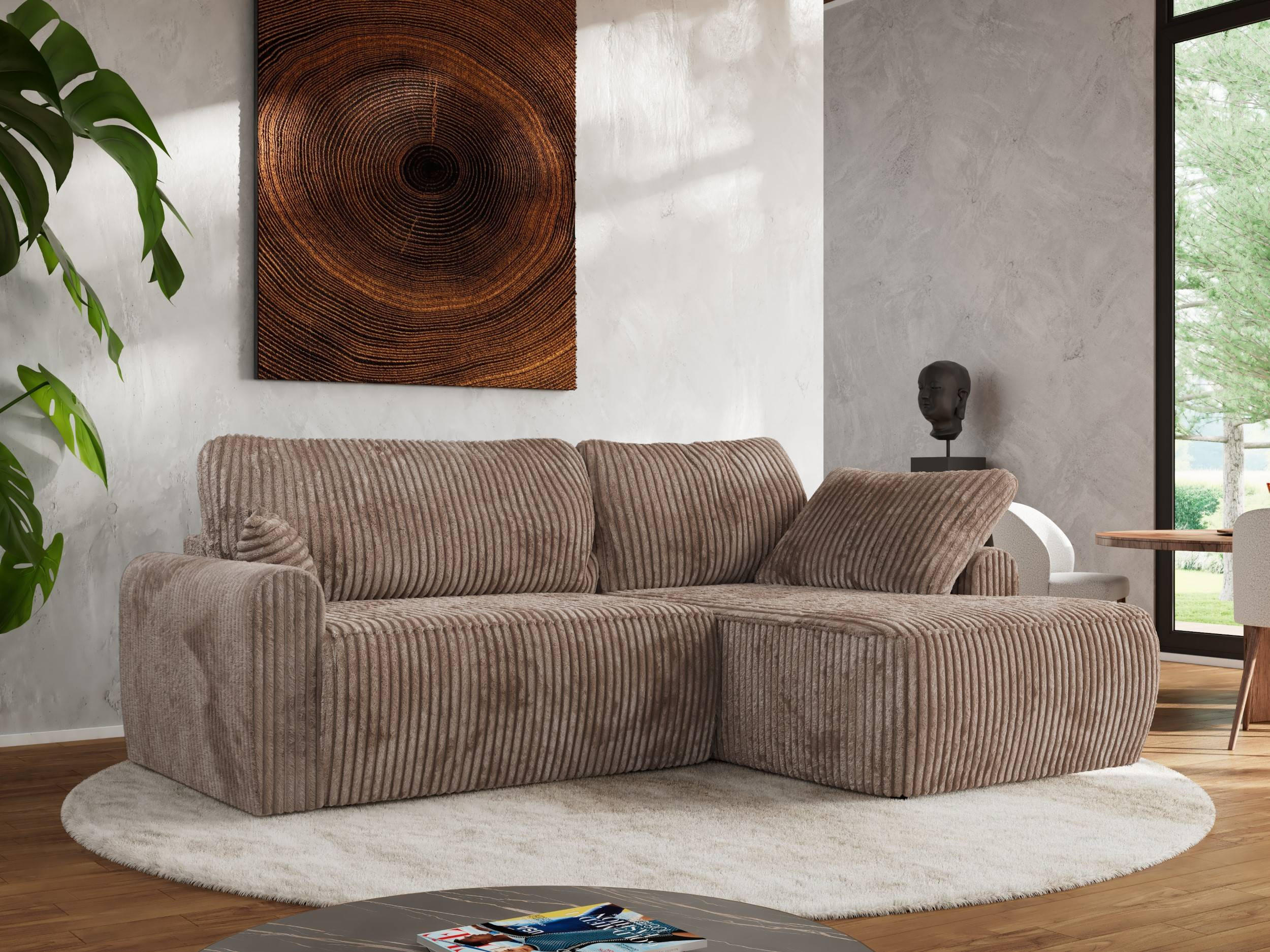 ECKSCHLAFSOFA CUBO L Braun Cord - rechts - Schwarz/Braun, Kunststoff/Textil (187/273cm) - MKS