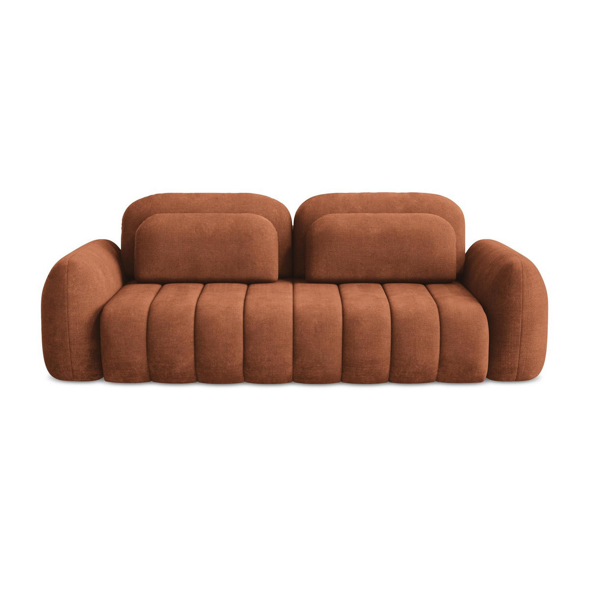 3-SITZER SOFA mit Schlaffunktion Chenille Stoff Orange - Terracotta/Schwarz, Holzwerkstoff/Kunststoff (266/95/121cm) - LaMiaSofa