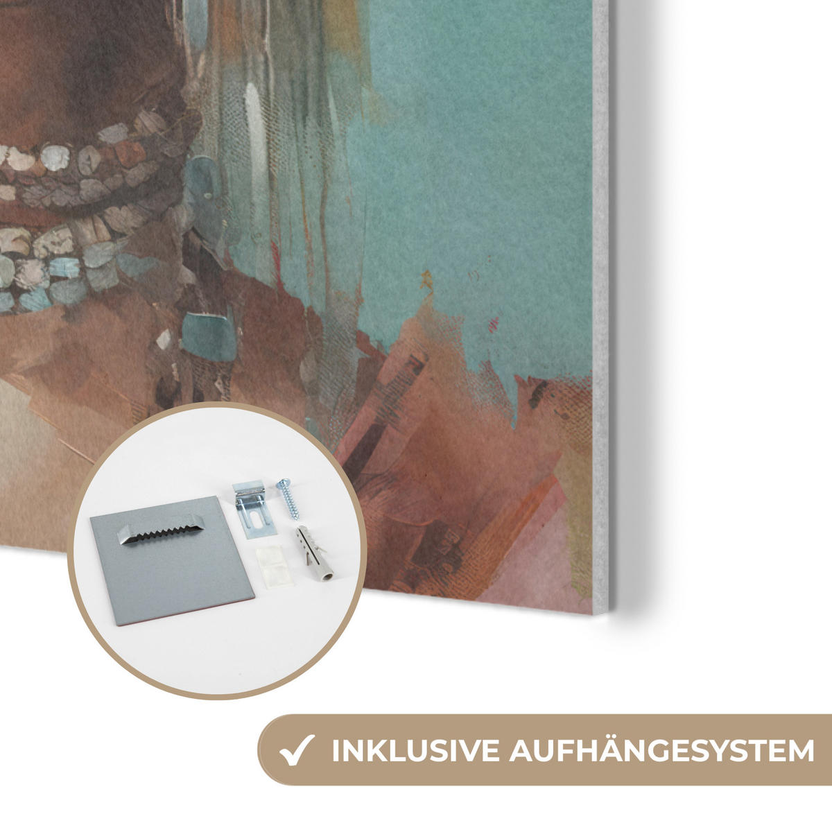 AKUSTIKBILD Frau - Kunst - Schmuck - Porträt Wanddeko 60x90 cm - Blaugrau, Kunststoff (60/90/0.9cm) - MuchoWow