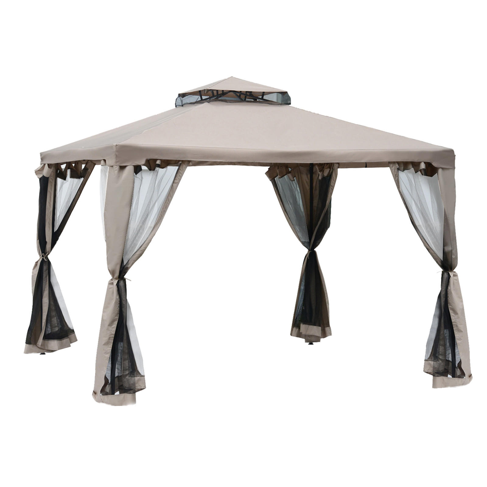 PAVILLON, Grau/Cremeweiß, Polyester, Metall - Grau, Kunststoff (294/265/294cm) - Outsunny