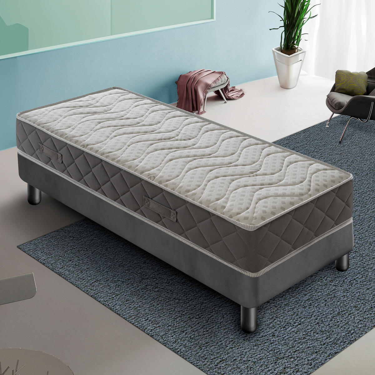 MATRATZE 80x190, Höhe 21 cm, Memory-Schaum, SILVER SAFE - Weiß, Textil (80/190cm) - iLoveSleep