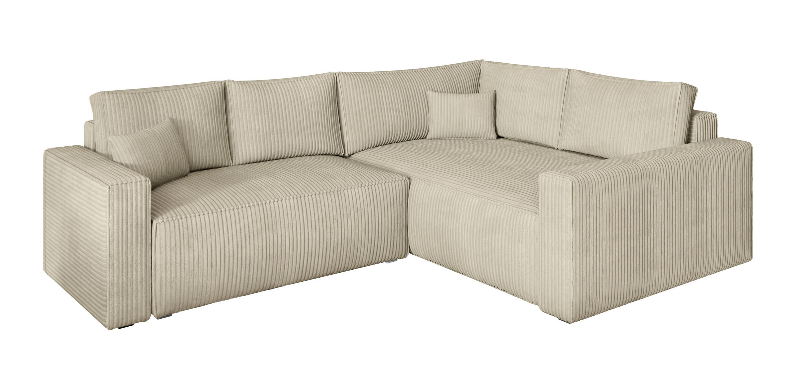 ROHOVÁ SEDAČKA ERONIS krémová - šedá/krémová, dřevo/textil (265/194cm) - MASSENO