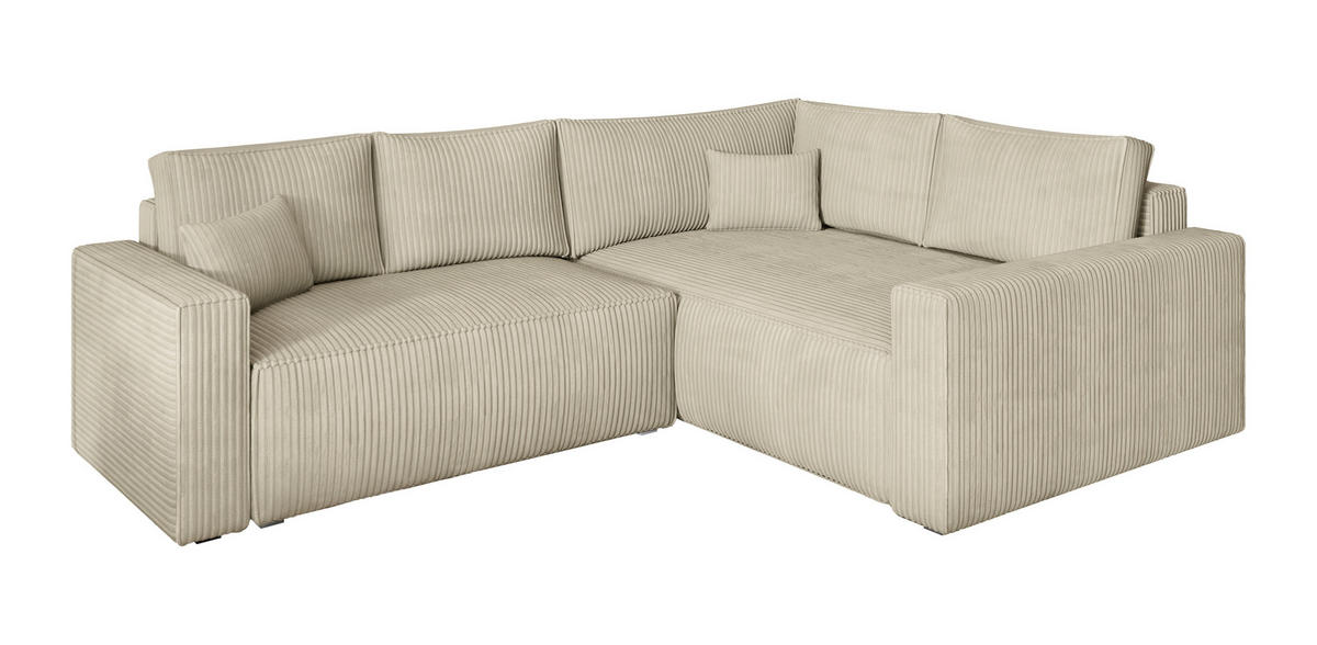 ROHOVÁ SEDAČKA ERONIS krémová - šedá/krémová, dřevo/textil (265/194cm) - MASSENO