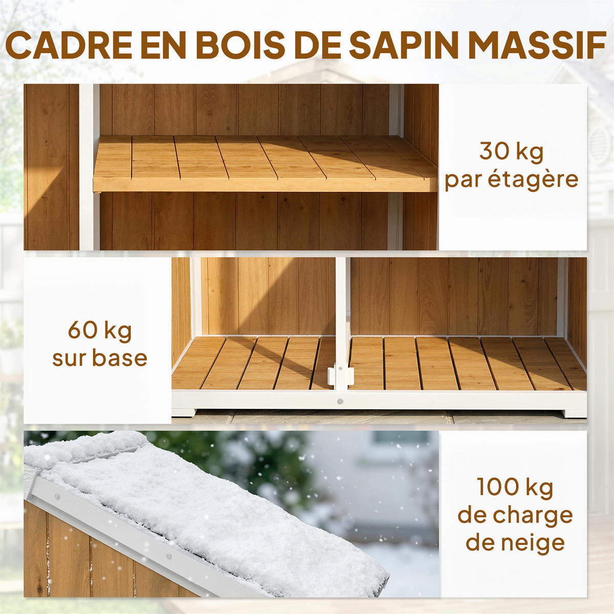 GERÄTESCHUPPEN DE-17624 4 abnehmbare Böden mit Metalldach Naturholz - Naturfarben, Holz (105/179/55cm) - ComfortXL