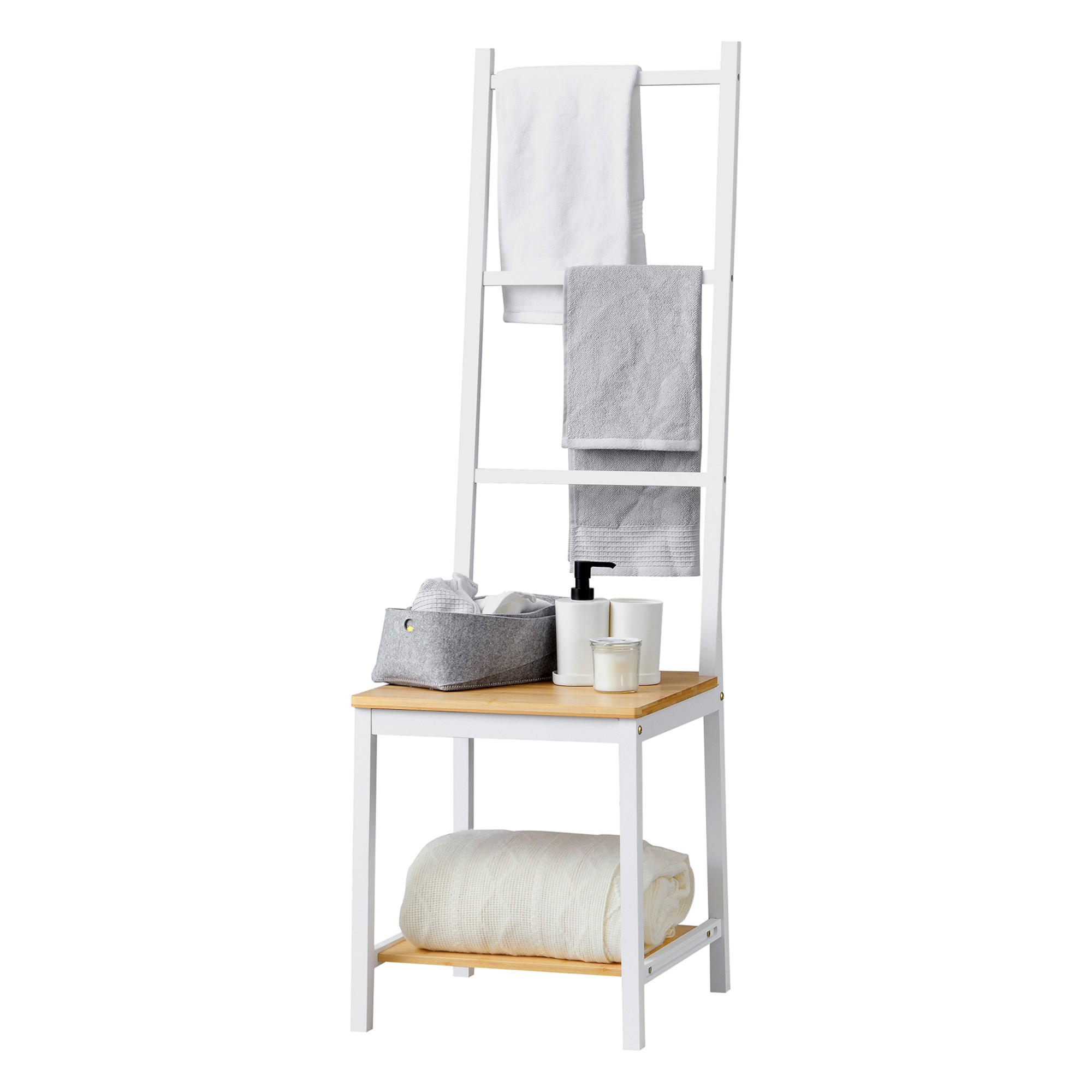 HERRENDIENER Juuka - Naturfarben/Weiß, Holz (40/133/42cm) - [en.casa]