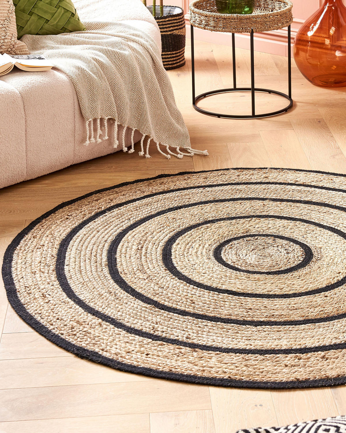 TEPPICH geflochten Bukse 140/140 cm - Beige, Naturmaterialen (140/140cm) - Beliani