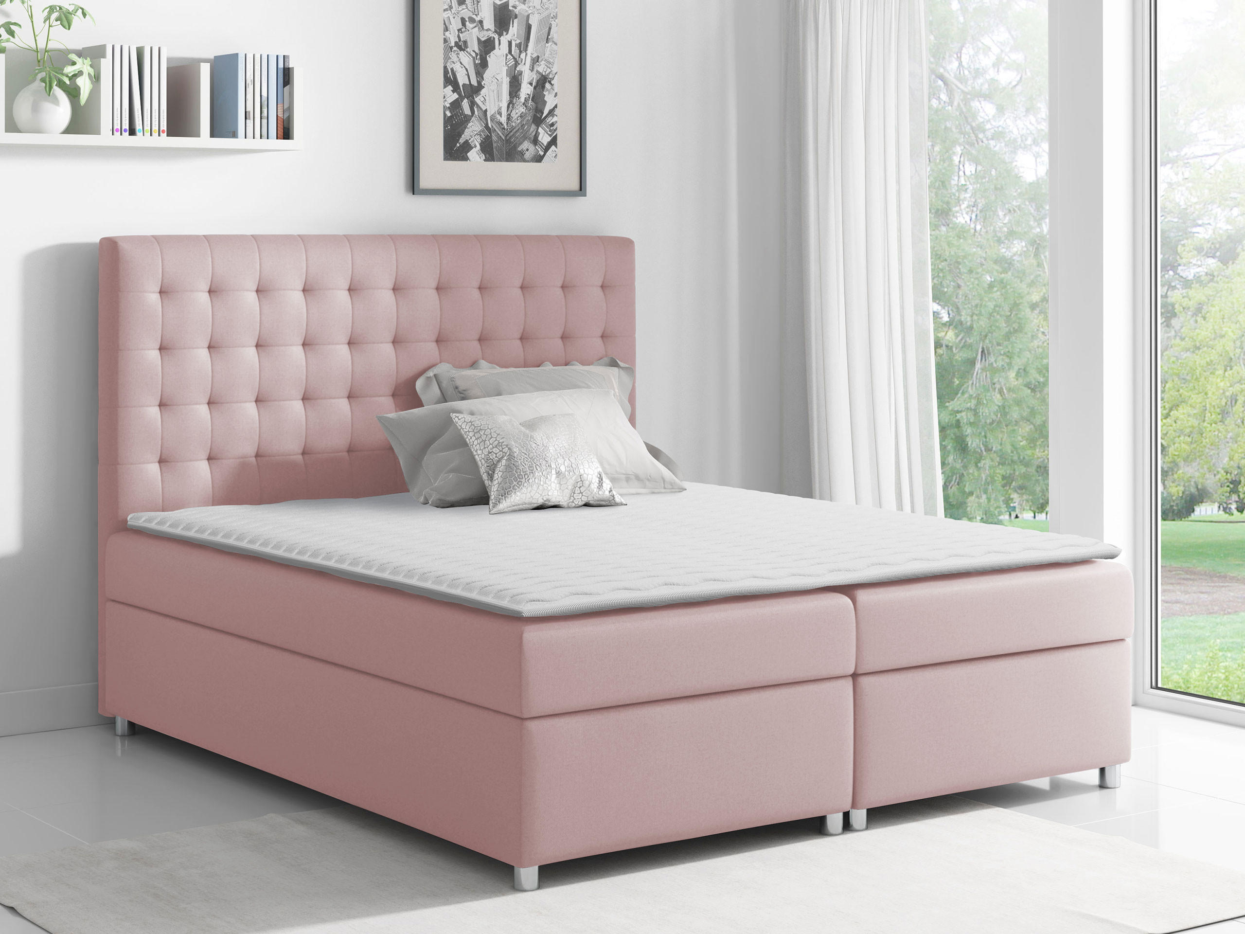 BOXBETT Asti - Hellrosa, Holz (200/200cm) - MIRJAN24