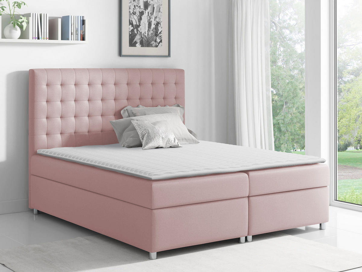BOXBETT Asti - Hellrosa, Holz (180/200cm) - MIRJAN24