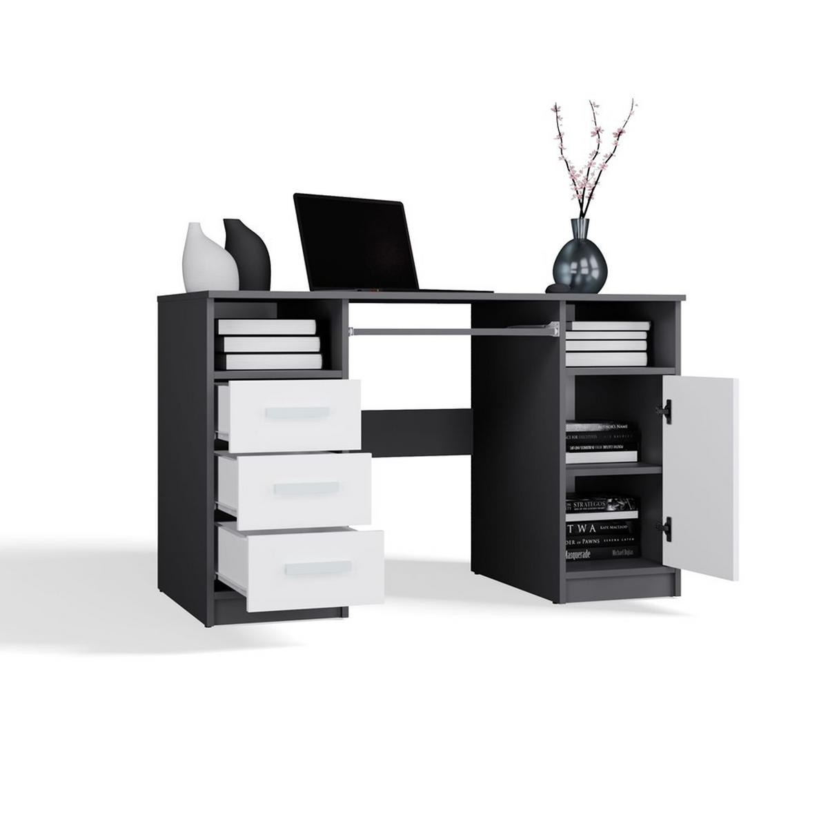 SCHREIBTISCH Anthrazit , Weiß 120/75/60 - Anthrazit/Weiß, Holzwerkstoff (60/120/75cm) - RAUMHIRSCH FURNITURE