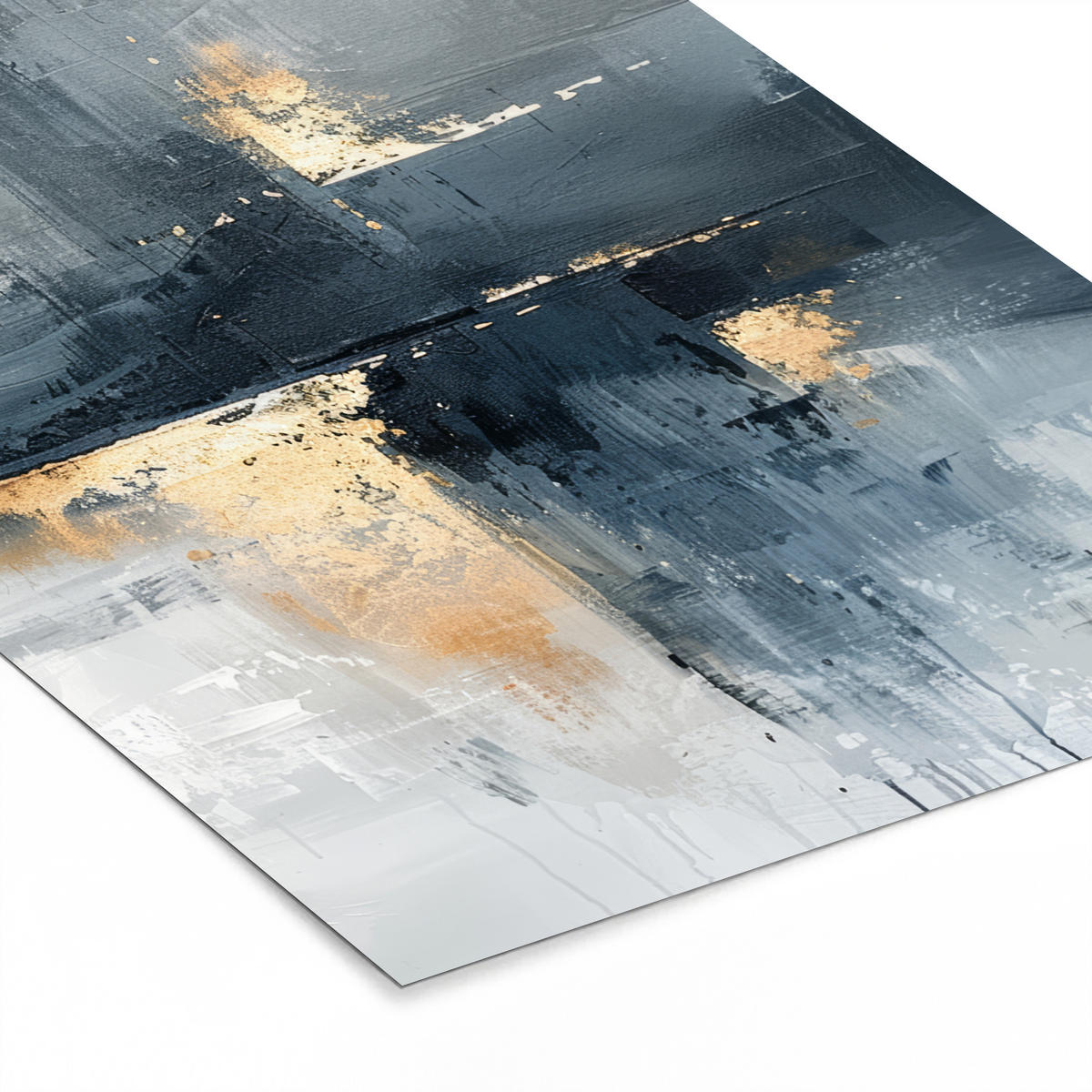 GERAHMTES BILD Kunst - Grau - Gold - Abstrakt 60x80 cm - Dunkelgrau, Papier (60/80cm) - MuchoWow