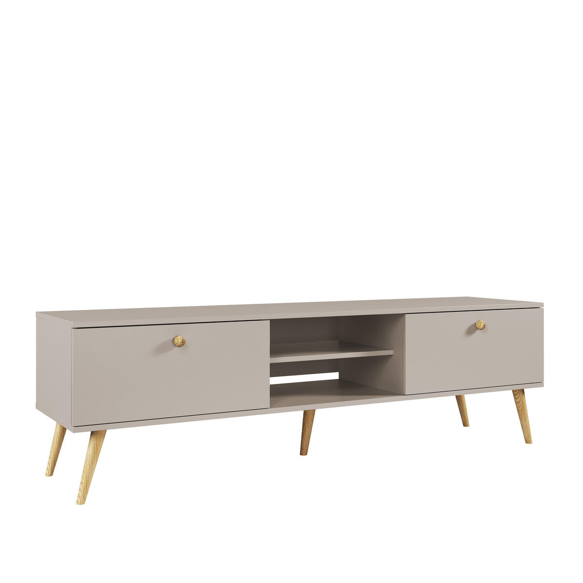 TV-SCHRANK Ikon Kaschmir, zweitüriger TV-Tisch mit Holz Beine - Kaschmir/Beige, Holz/Holzwerkstoff (170/50/41cm) - Bettso
