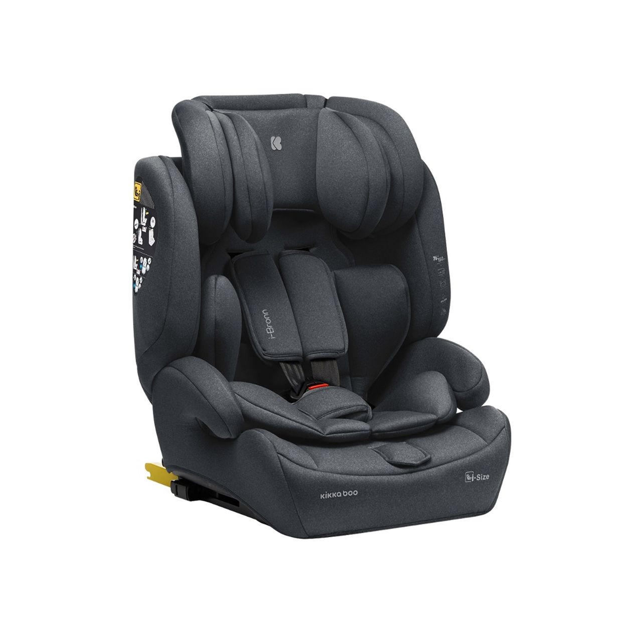 KINDERSITZ I-Bronn i-Size grau (76-150cm) Isofix, Top Tether, Kissen, Gurt - Grau, Kunststoff (43/59/46cm) - Kikka boo