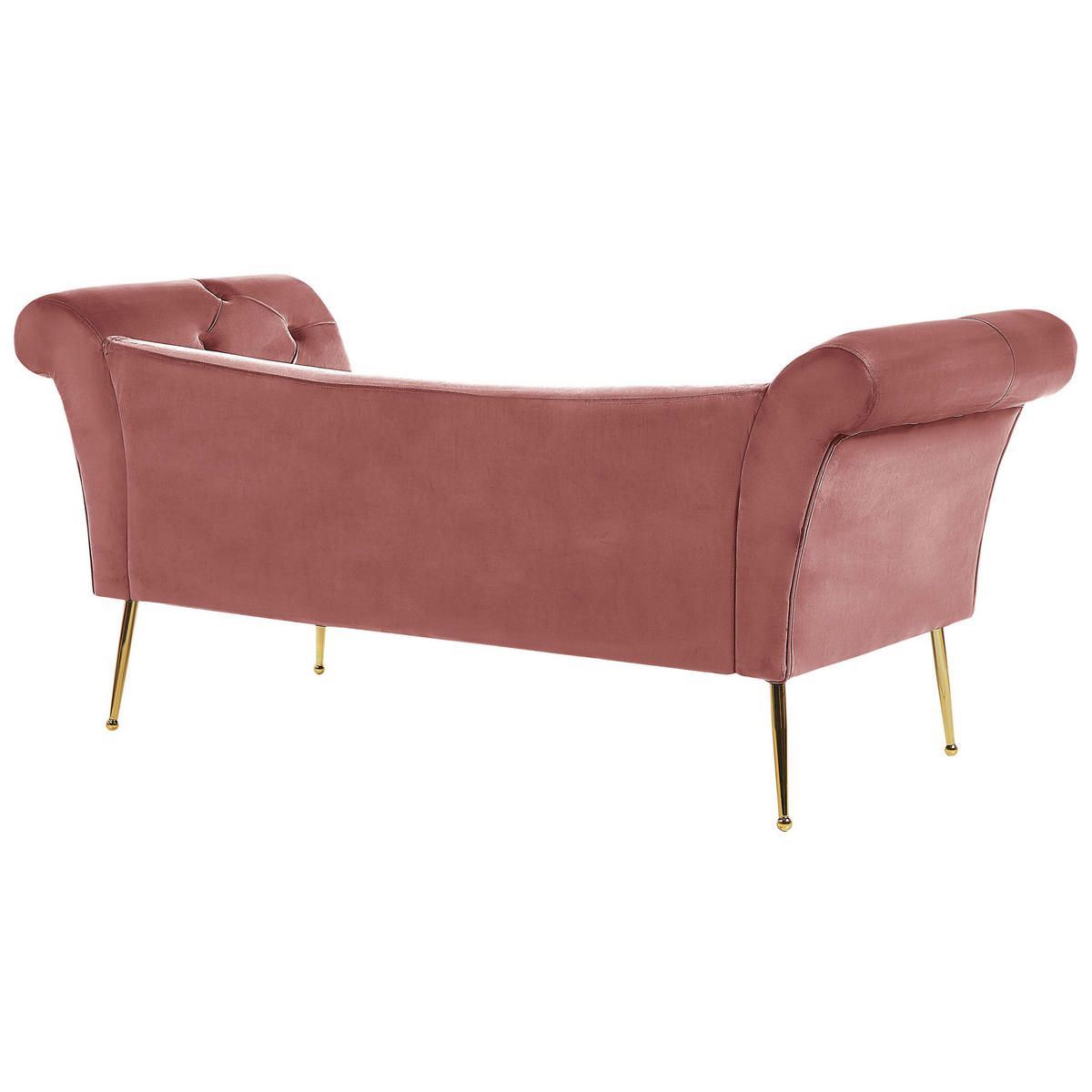 CHAISELONGUE Samtstoff rosa/gold Nantilly - Pink, Textil (175/76/70cm) - Beliani