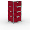 BÜRO-STANDCONTAINER, Metall, 40cm, 4 Schubladen, Rubinrot - Chromfarben/Silberfarben, Metall (40/84.3/39.7cm) - Versee